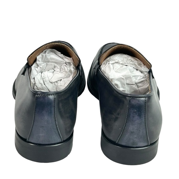 Bruno Magli Fanetta Black & Grey Antiqued Leather Penny Loafer sz 9.5 Medium - Picture 5 of 10